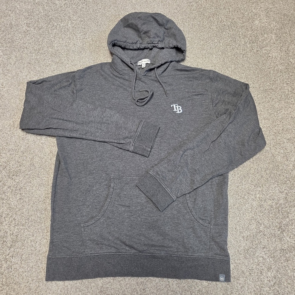 Peter Millar Lava Wash Hoodie Tampa Bay Rays MLB Gray Pullover Men's Small
